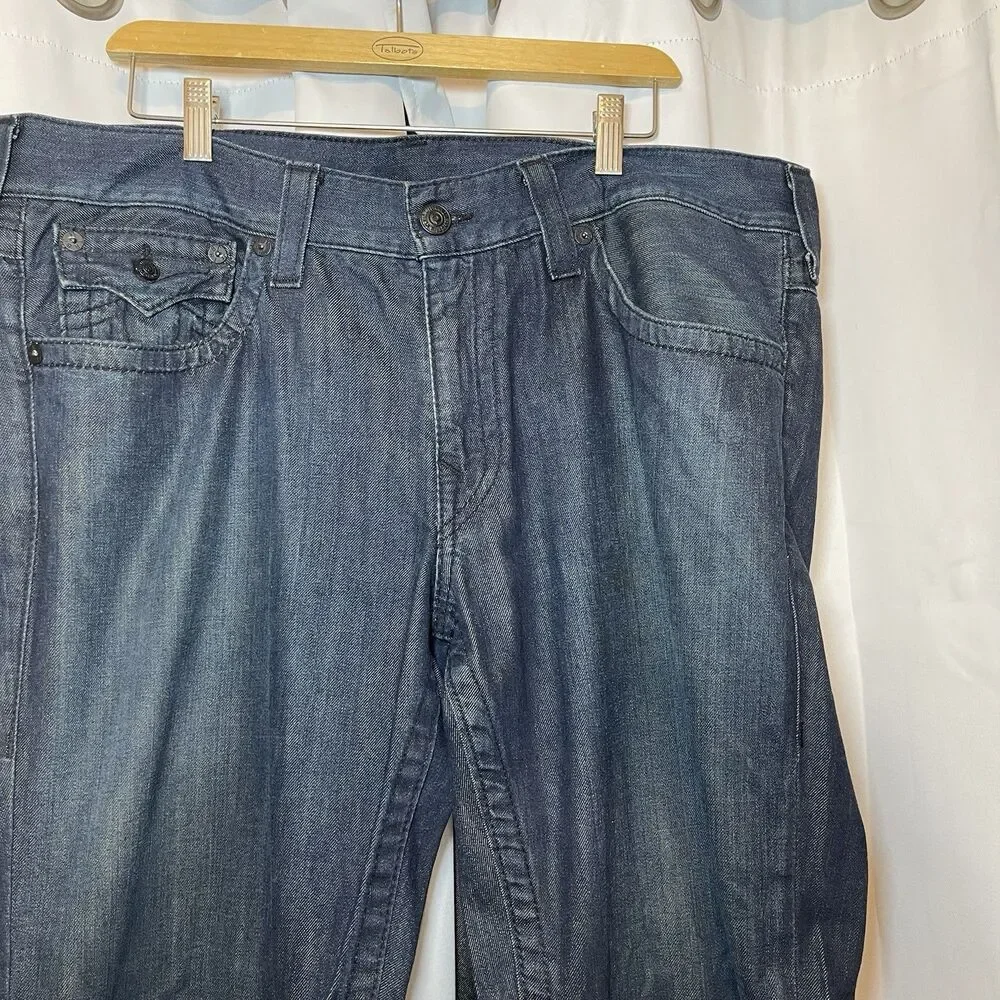 True Religion Jeans Men 38 Ricky Flap Pocket Dark Wash Cotton (30x29.5)